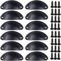 SCHRANKKNOPF Schwarz 12er-Set 80x35 mm - Schwarz, Metall (3.5/3.5/8cm)
