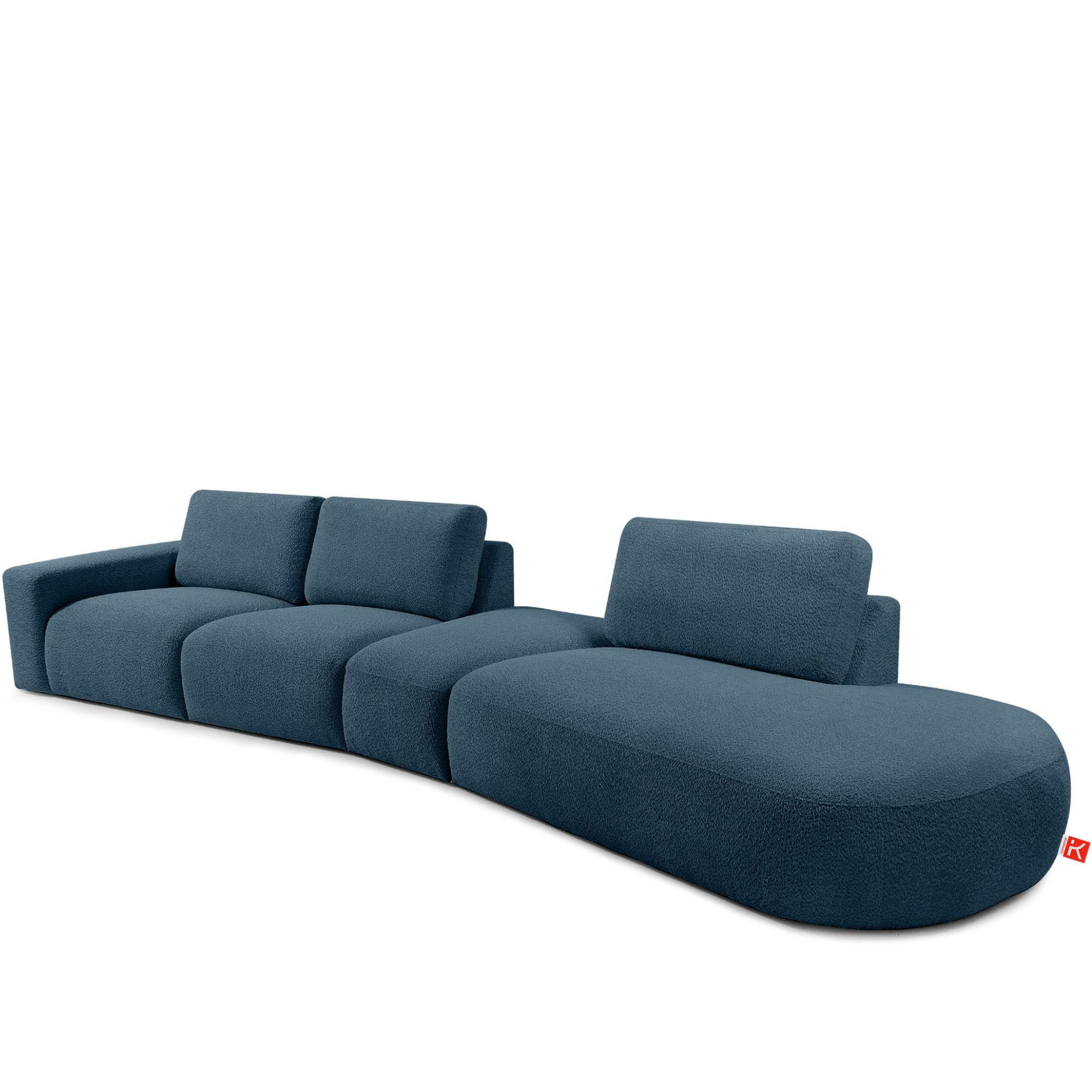 5-SITZER ECKSOFA ZUCCO Boucle rechts, Nachtblau - Dunkelblau, Textil (430/84/105cm) - KONSIMO®
