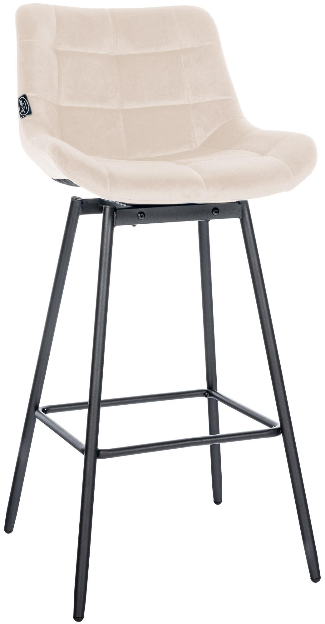 BARHOCKER Samt creme - Creme/Schwarz, Textil/Metall (49/105/56cm) - CLP
