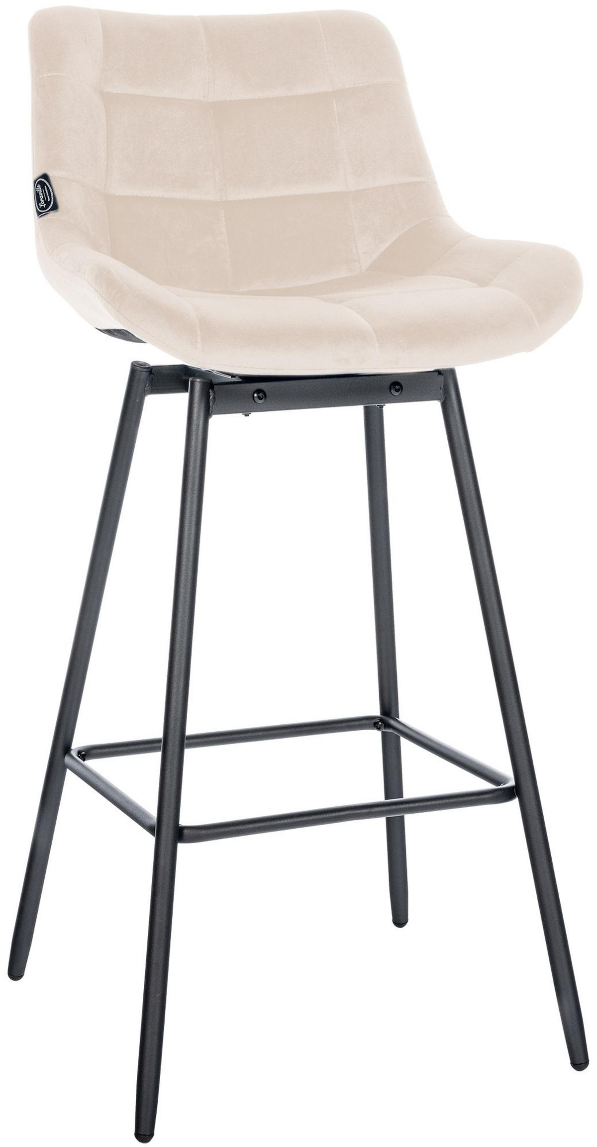 BARHOCKER Samt creme - Creme/Schwarz, Textil/Metall (49/105/56cm) - CLP