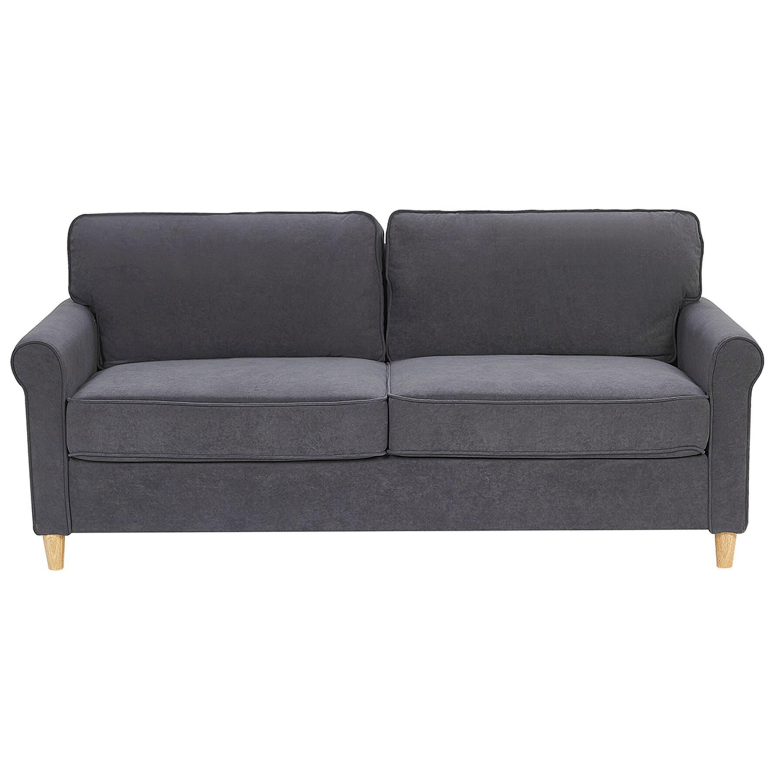 3-SITZER-SOFA Samtstoff Dunkelgrau Ronneby - Dunkelgrau, Textil (190/88/78cm) - Beliani