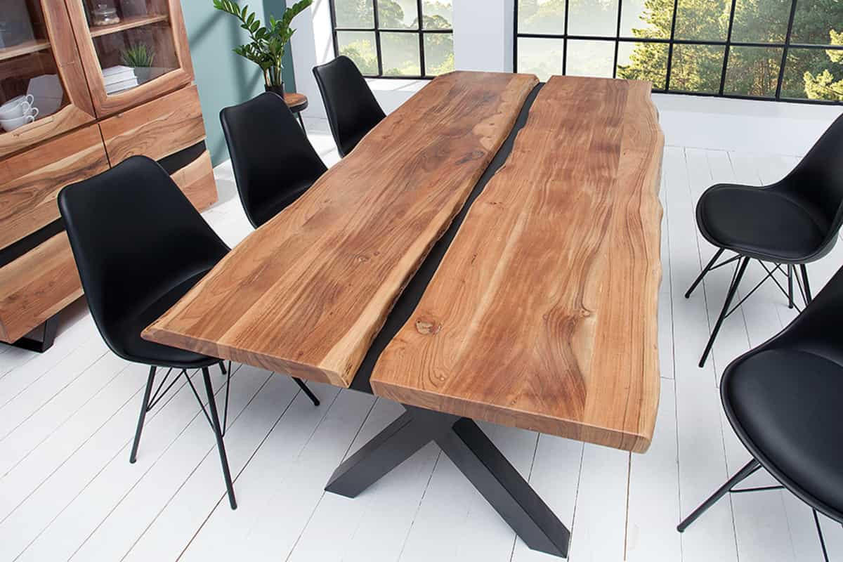 ESSTISCH AMAZONAS Akazie Natur 200cm - Schwarz/Braun, Holz/Metall (98/200/75cm) - riess-ambiente