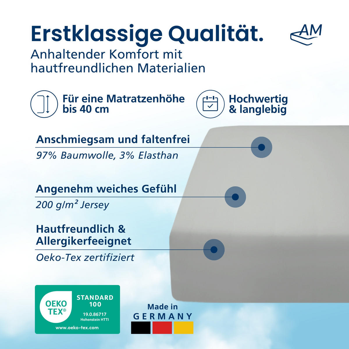 SPANNBETTLAKEN BOXSPRING 80/200/33 cm Hellgrau - Hellgrau, Textil (80/200cm) - AM Qualitätsmatratzen