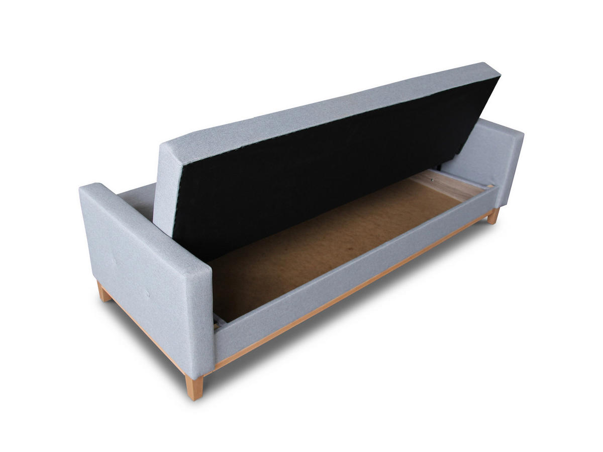 SCHLAFSOFA Wood - Beige/Grau, Holz/Textil (215/89/89cm)