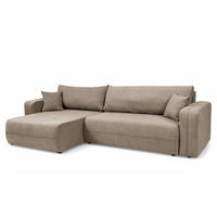 ECKSOFA mit Schlaffunktion - 272 cm - Schwarz/Cappuccino, Kunststoff/Textil (272/145cm) - home24