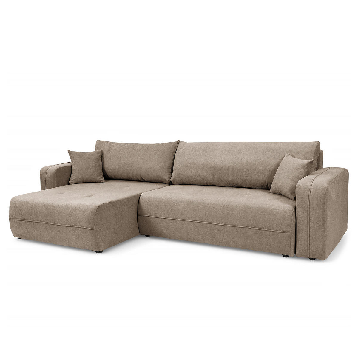 ECKSOFA mit Schlaffunktion - 272 cm - Schwarz/Cappuccino, Kunststoff/Textil (272/145cm) - home24