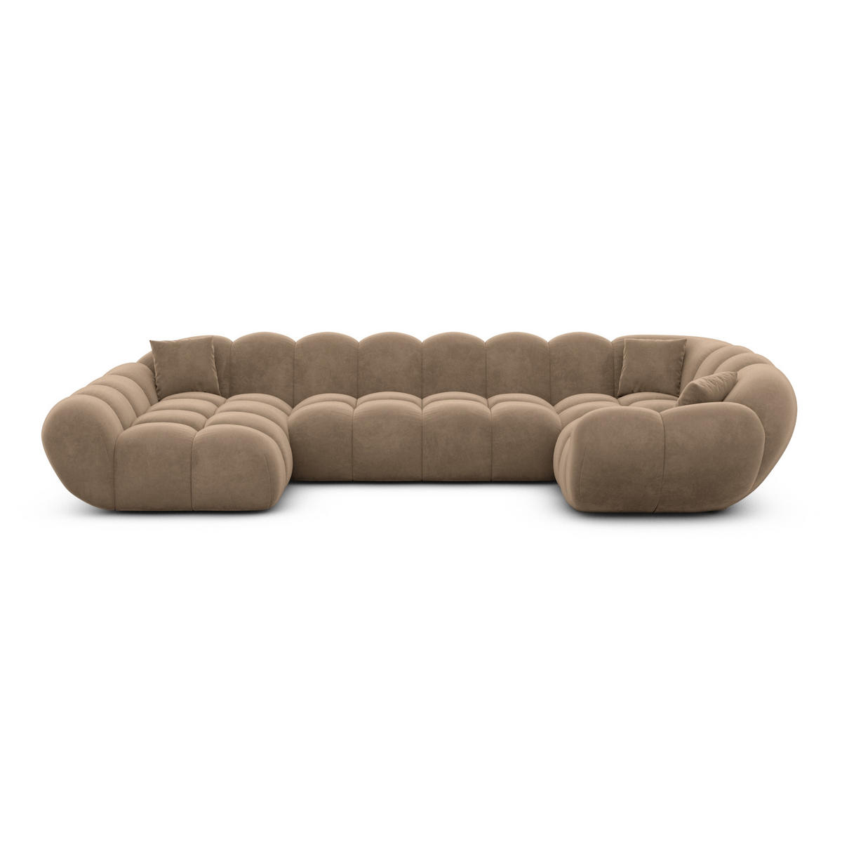 WOHNLANDSCHAFT Liva Braun Samtstoff U-Form XL Links - Braun, Textil (323/70/193cm) - VAROYAL