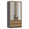 KLEIDERSCHRANK Wäscheschrank Laminierter Spanplatte - Anthrazit/Eiche Artisan, Holzwerkstoff (90/180/50cm) - Ibonto