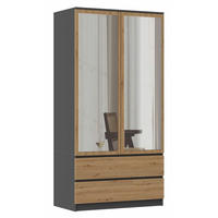 KLEIDERSCHRANK Wäscheschrank Laminierter Spanplatte - Anthrazit/Eiche Artisan, Holzwerkstoff (90/180/50cm) - Ibonto