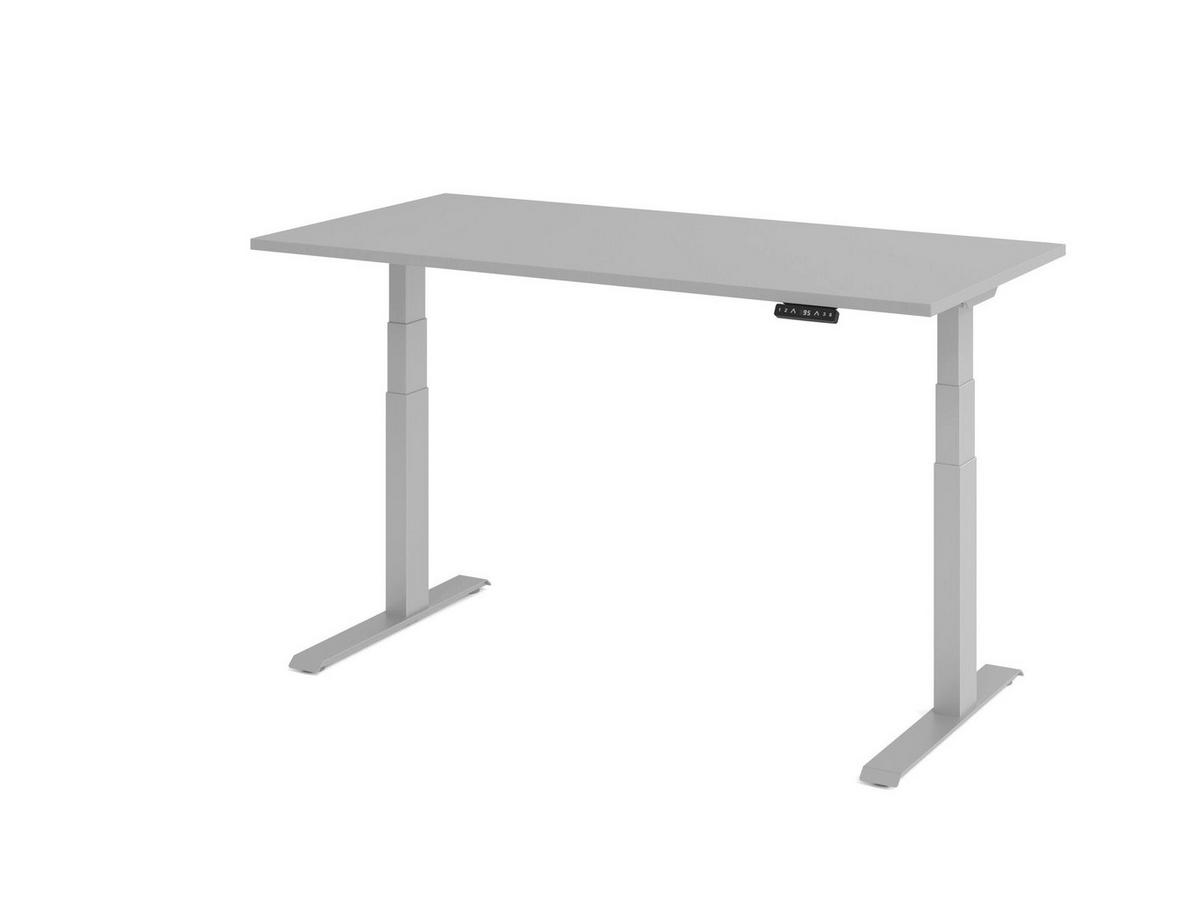 SCHREIBTISCH Basic in Weiß und Silber elektrisch höhenverstellbar 160 cm breit - Weiß, Holzwerkstoff (80/160/129cm) - GEBA