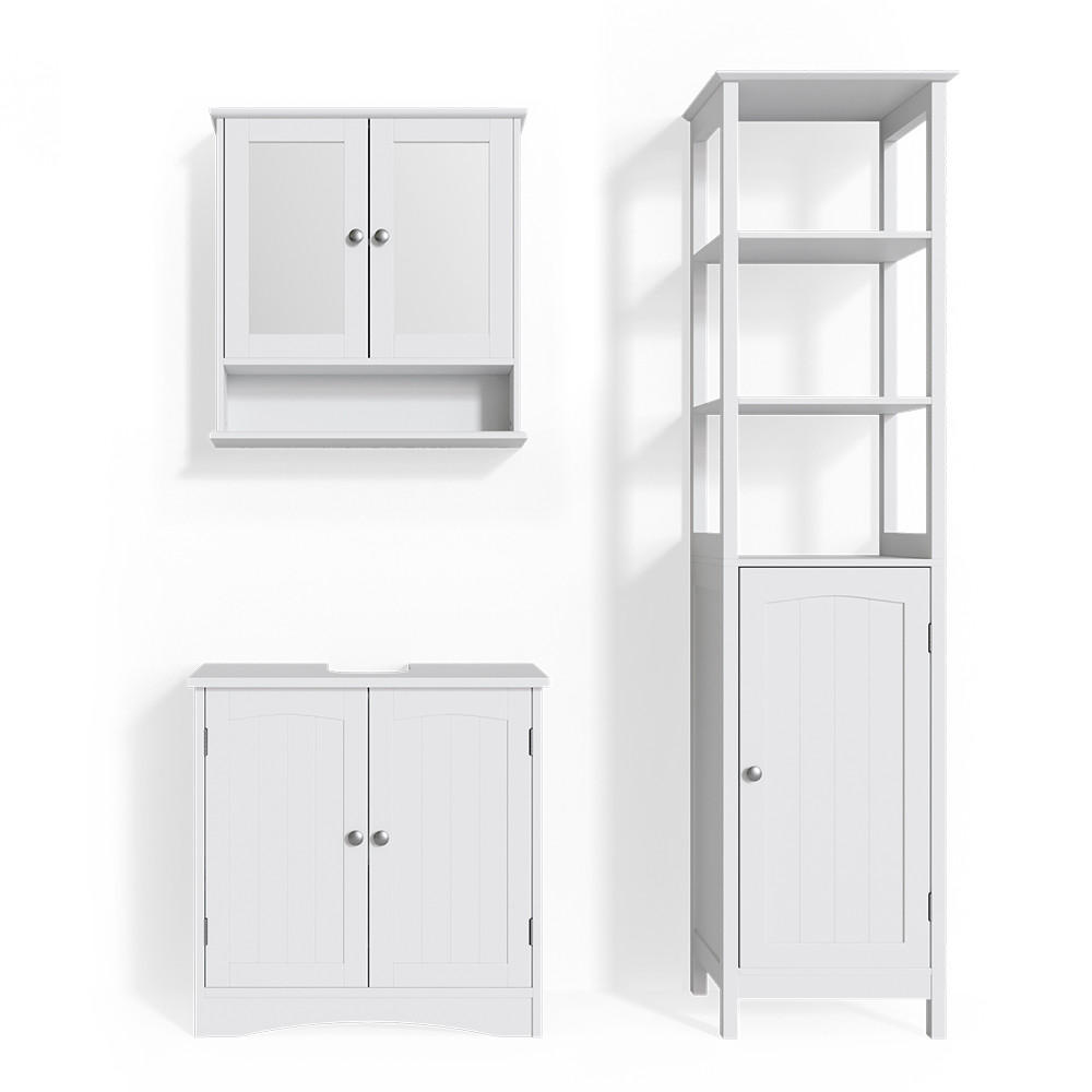 BADMÖBEL-SET Bianco Weiß 3 Teile, mit Hochschrank - Weiß, Holzwerkstoff (60/60/30cm) - Vicco