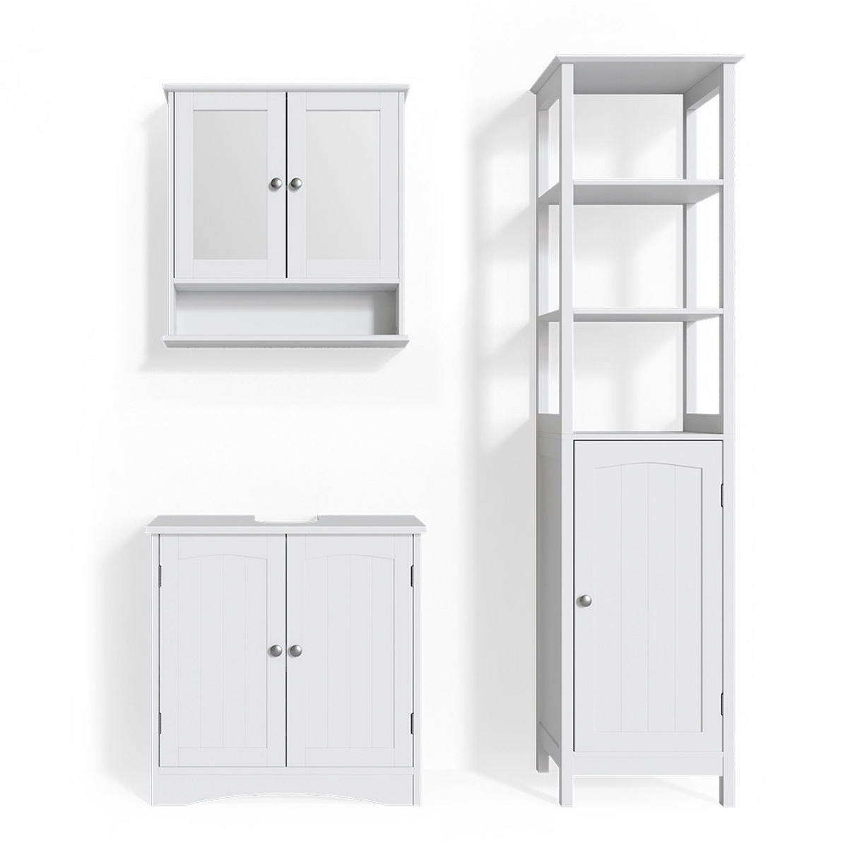 BADMÖBEL-SET Bianco Weiß 3 Teile, mit Hochschrank - Weiß, Holzwerkstoff (60/60/30cm) - Vicco
