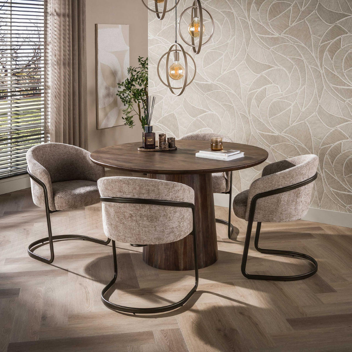 ESSTISCH ONDA ROTONDO Runder Massivholz-Tisch mit Säulenfuß Akazie 130Ø - Akaziefarben, Holz (130/130/76cm) - alesvelt