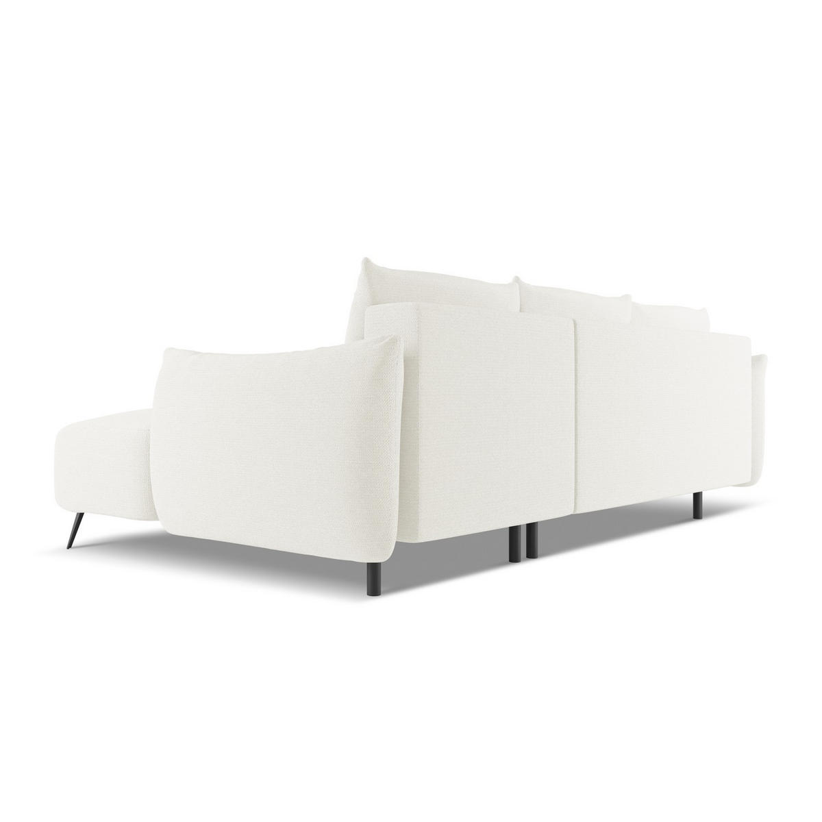 ECKSOFA mit Schlaffunktion Chenille Stoff Weiß - Schwarz/Weiß, Textil/Metall (242/162cm) - LaMiaSofa