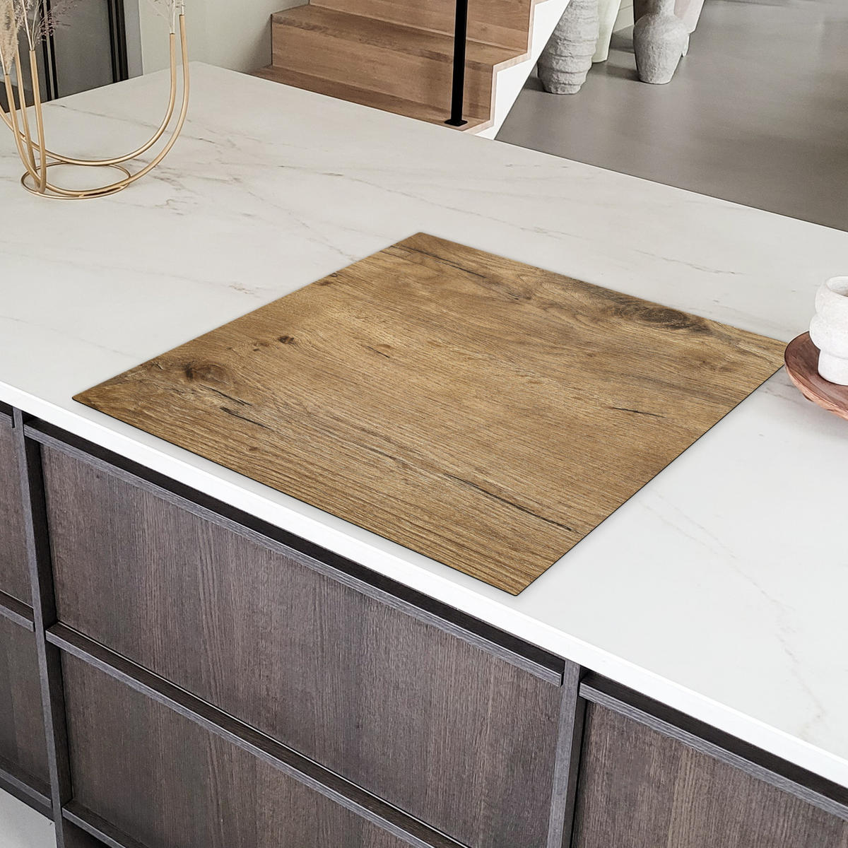 HERDABDECKPLATTE Holz - Braun - Holzoptik 78x78 cm - Eichefarben, Kunststoff (78/0.2/78cm) - MuchoWow