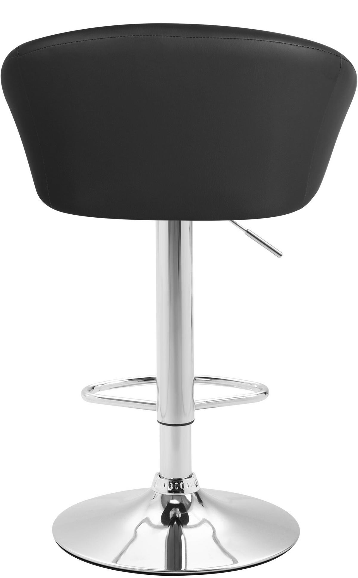 BARHOCKER Lederlook schwarz - Chromfarben/Schwarz, Textil/Metall (55/86/51cm) - CLP