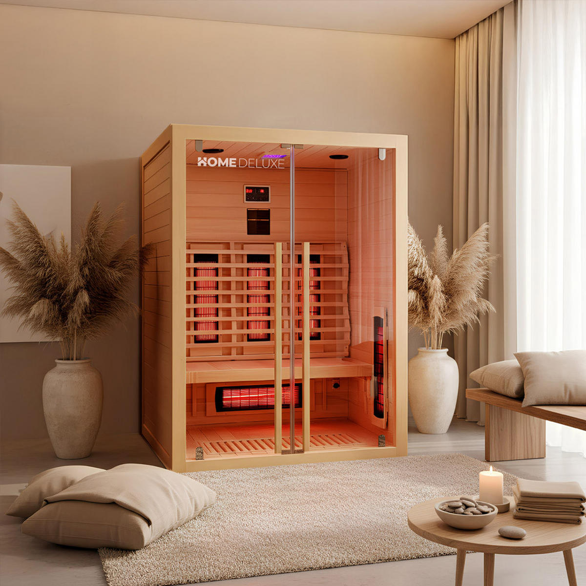 INFRAROTKABINE SONORA M - Größe: M - Naturfarben, Holz (135/190/105cm) - Home Deluxe