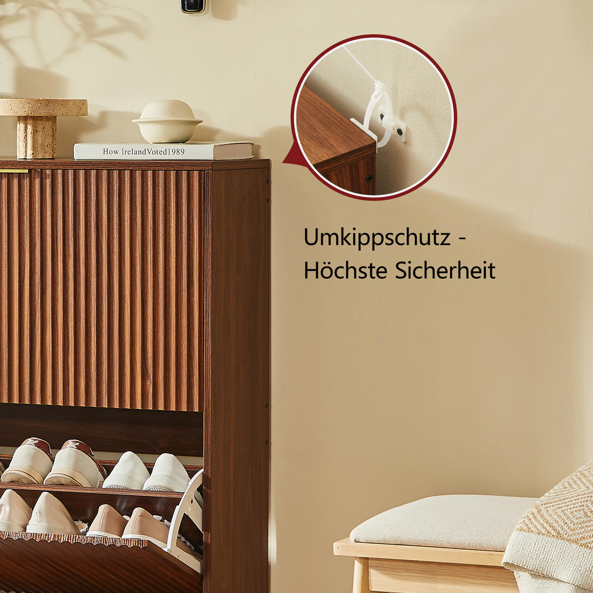 SCHUHSCHRANK Nussbaumfarben 80/24/102 cm - Walnussfarben, Holzwerkstoff (80/102/24cm) - PANGIVO