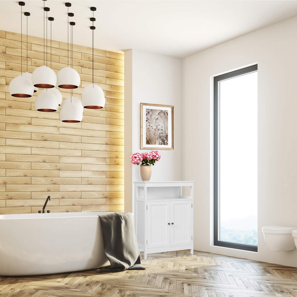 BADEZIMMERSCHRANK Weiß 30/60/80 cm - Weiß, Holzwerkstoff (30/80/60cm) - Mobili Rebecca