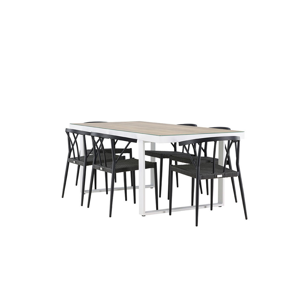 GARTENSET, MerloStina, Tisch Weiß, Holz, 90 x 200 x 75 cm, 7-teilig - Weiß, Holz - ebuy24