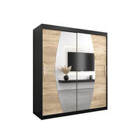 SCHWEBETÜRENSCHRANK 200/180/62 2-türig - Silberfarben/Schwarz, Holz/Kunststoff (180/200/62cm) - Abiks Möbel