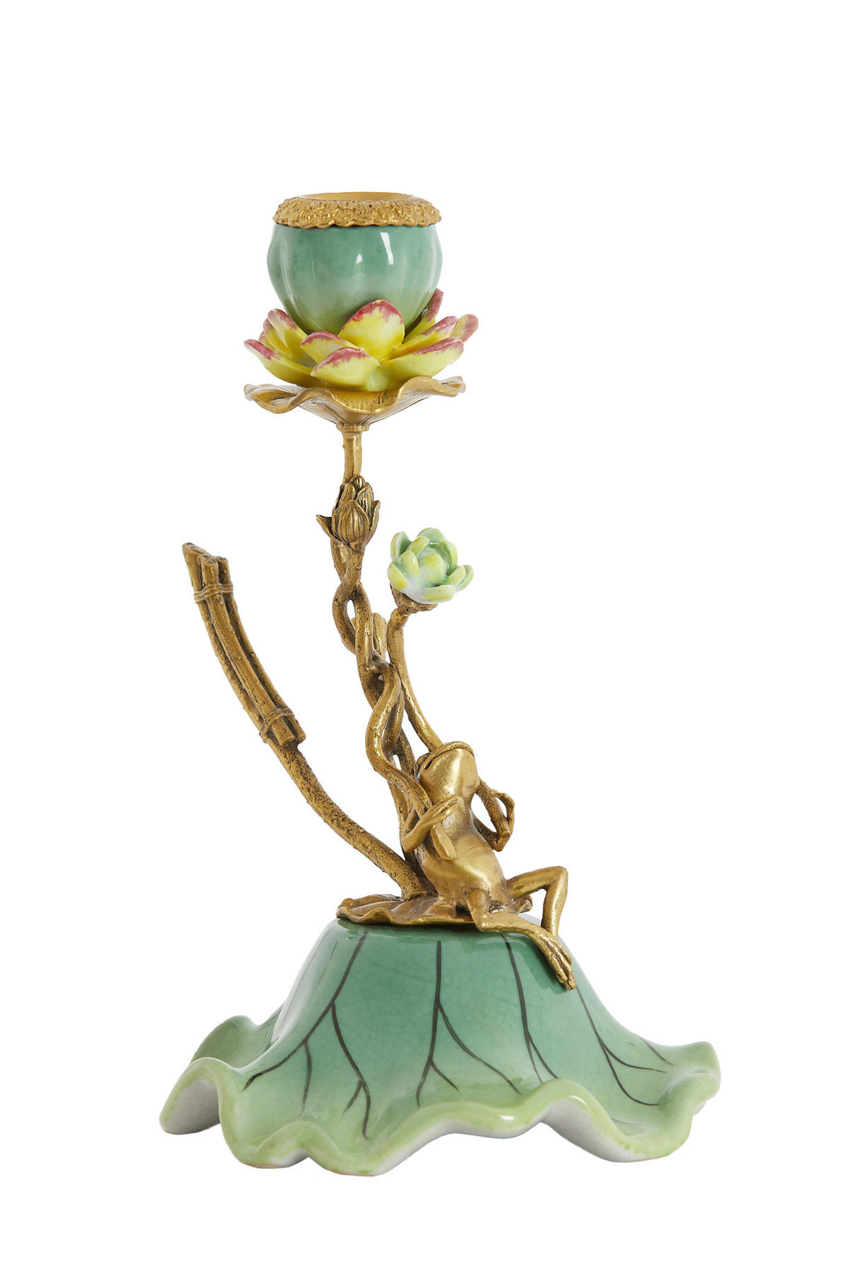 KERZENHALTER Frog Grün 17/15/25 cm - Grün, Keramik (15/25/17cm) - Light & Living