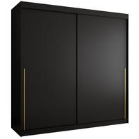 SCHIEBETÜRENSCHRANK 200 cm Breite, schwarz mit goldenem Griff - Goldfarben/Schwarz, Holzwerkstoff (200/200/62cm) - Home Collective