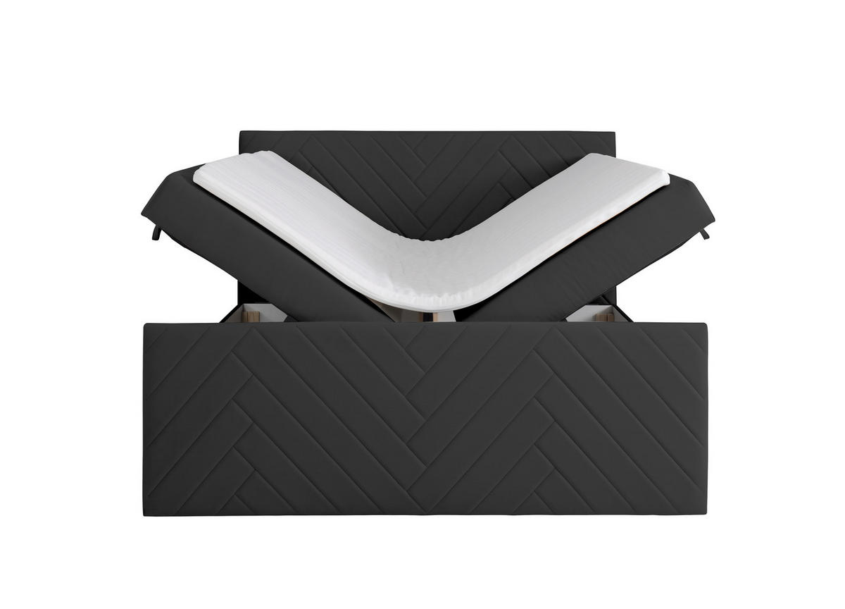 BOXSPRINGBETT NOVA mit Topper und Bettkasten, Grau, 120x200 cm - Grau, Textil (120/200cm) - KS Home Concept