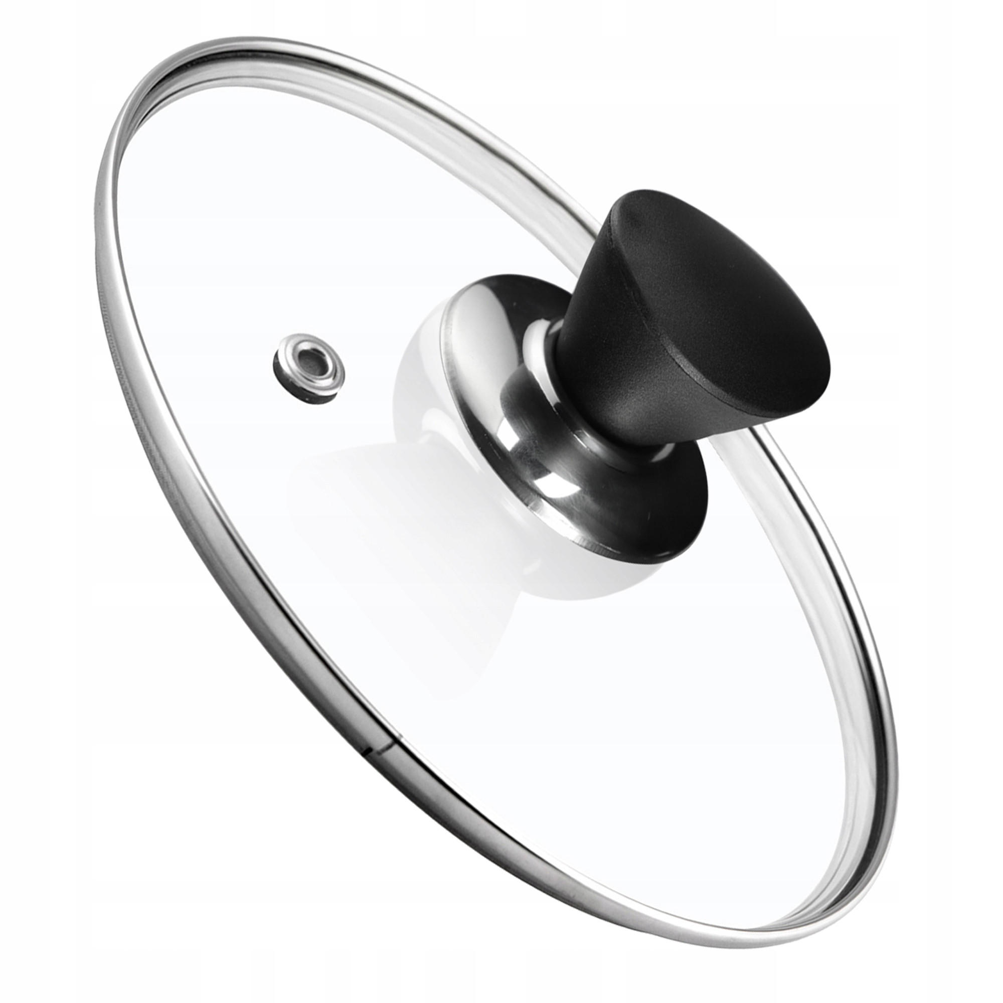 DECKEL mit schwarzem Griff, 18 cm - Transparent, Glas/Kunststoff (18cm) - KADAX