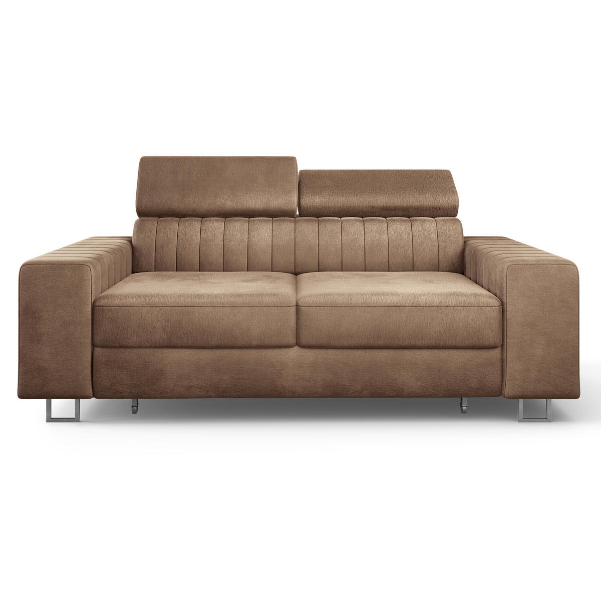 BETTSOFA SOLAN Beige Velours-Stoff mit Schlaffunktion - Beige, Holz/Textil (194/88/90cm) - MASSENO