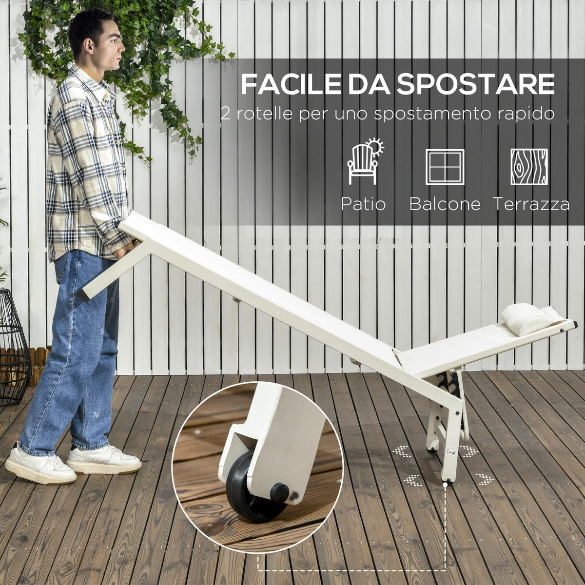 SONNENLIEGE 2-teilige Liege-Sonnenliege aus Aluminium und Polyester 55 x 195 x 30 cm ,Beige - Beige, Metall (55/90/164cm) - Vallsero