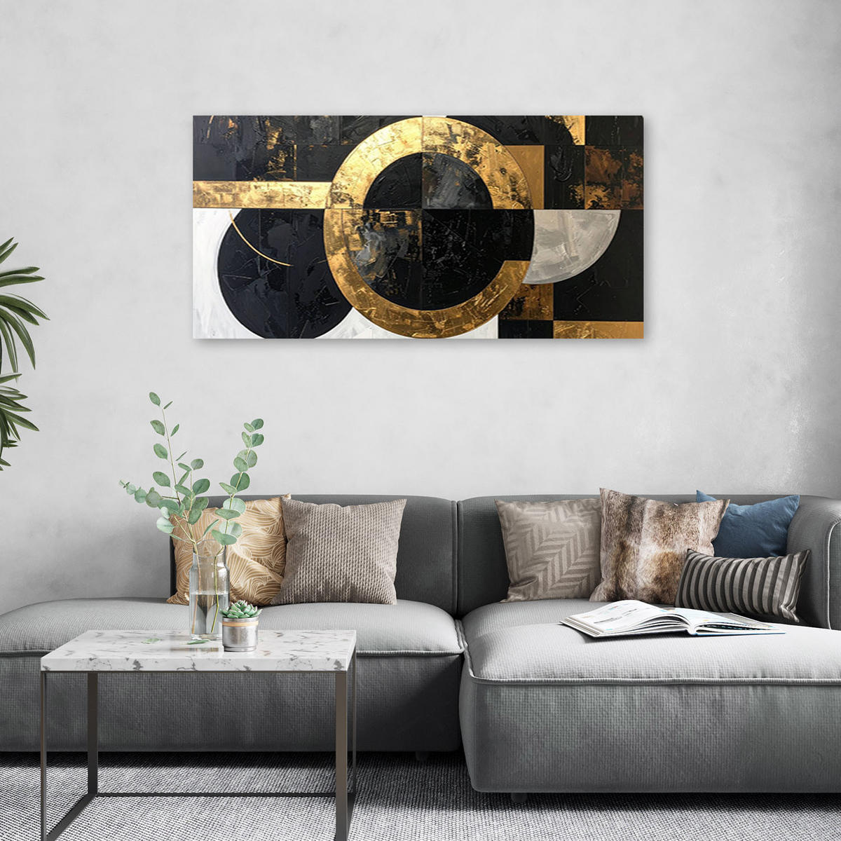 LEINWANDBILD 3D und geometrisch 120x60cm - Goldfarben, Textil (120/60cm) - Feeby