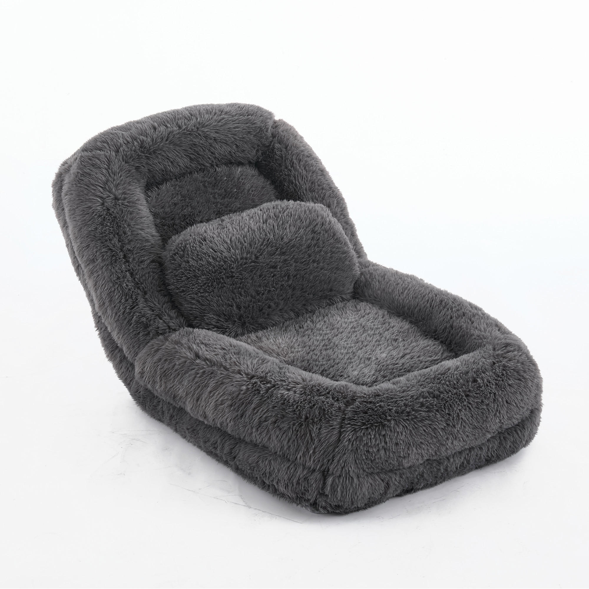 SITZSACK Plüsch Dunkelgrau klappbar und verstellbar - Dunkelgrau, Holzwerkstoff/Textil (89/42/175cm) - WISHDOR