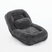 SITZSACK Plüsch Dunkelgrau klappbar und verstellbar - Dunkelgrau, Holzwerkstoff/Textil (89/42/175cm) - WISHDOR
