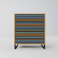 SIDEBOARD LINEOUT SPECTRUM, Eichefarben, 57,5x42x67,5 cm, Schwarze Metall-Rahmenfüße - Eichefarben/Multicolor, Holzwerkstoff/Metall (57.5/67.5/42cm) - SpaceRebels