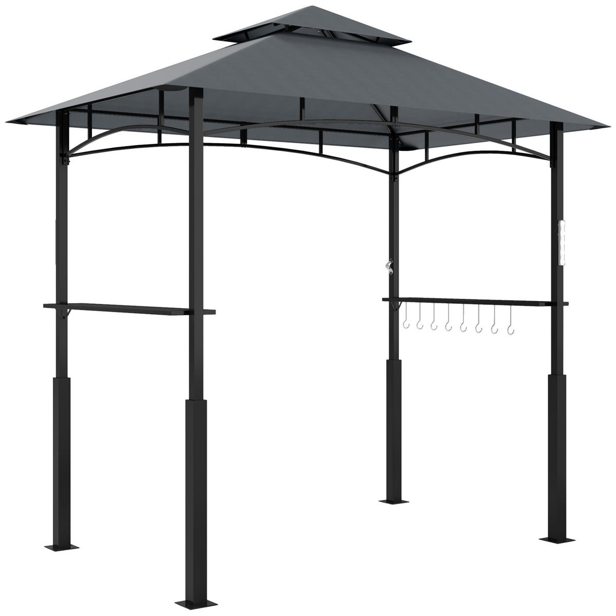GRILLPAVILLON 243 x 148 x 248 cm, Grau - Grau, Metall (148/248/243cm) - ComfortXL