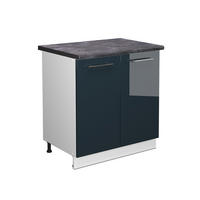 SPÜLENUNTERSCHRANK Fame-Line Dunkelblau Hochglanz 80 cm mit Regal AP Anthrazit - Weiß/Dunkelblau, Holzwerkstoff (80/82/60cm) - Vicco