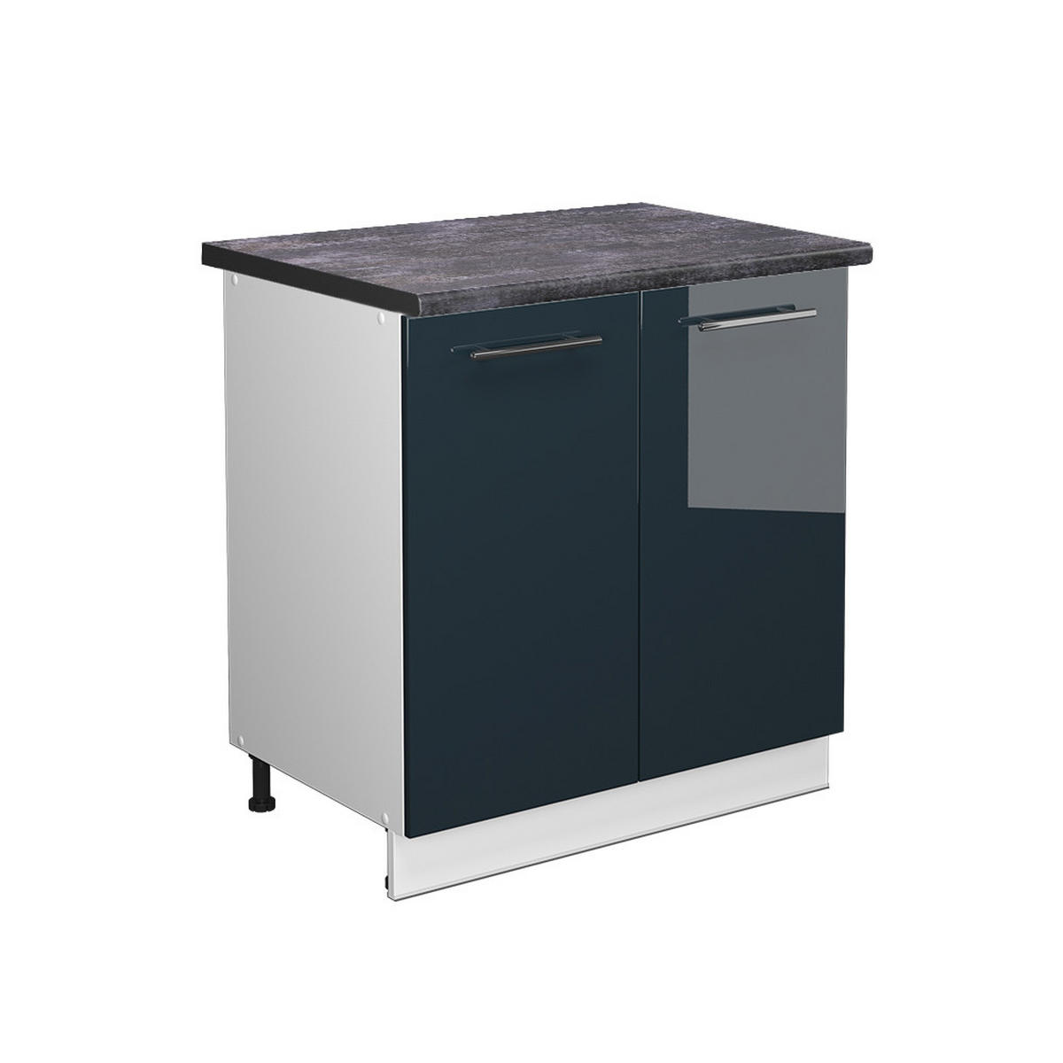 SPÜLENUNTERSCHRANK Fame-Line Dunkelblau Hochglanz 80 cm mit Regal AP Anthrazit - Weiß/Dunkelblau, Holzwerkstoff (80/82/60cm) - Vicco
