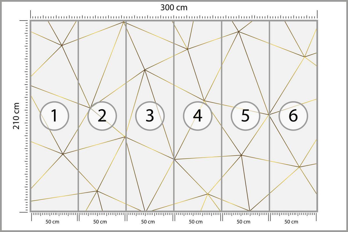 FOTOTAPETE Geometrische Abstraktion Glamour Stil 300x210 - Gelb/Beige, Papier (300/210cm) - Muralo