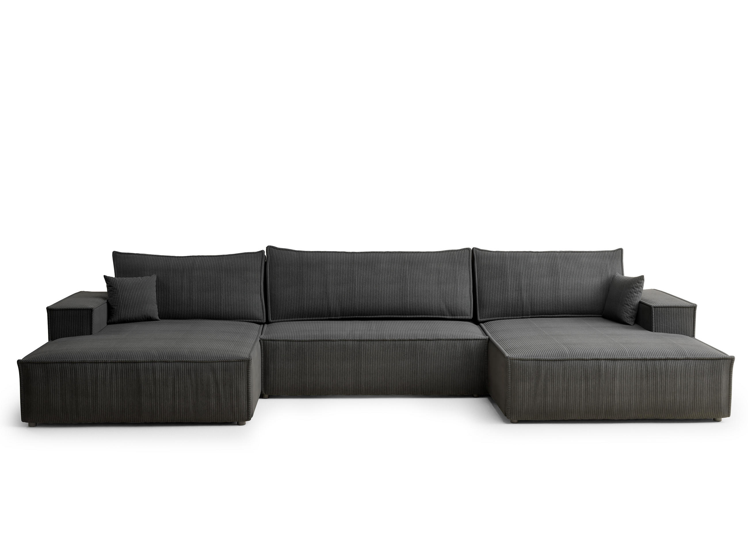 WOHNLANDSCHAFT Kyoto Anthrazit Samtstoff - Anthrazit/Schwarz, Holz/Holzwerkstoff (398/70/148cm) - Maison de Reve