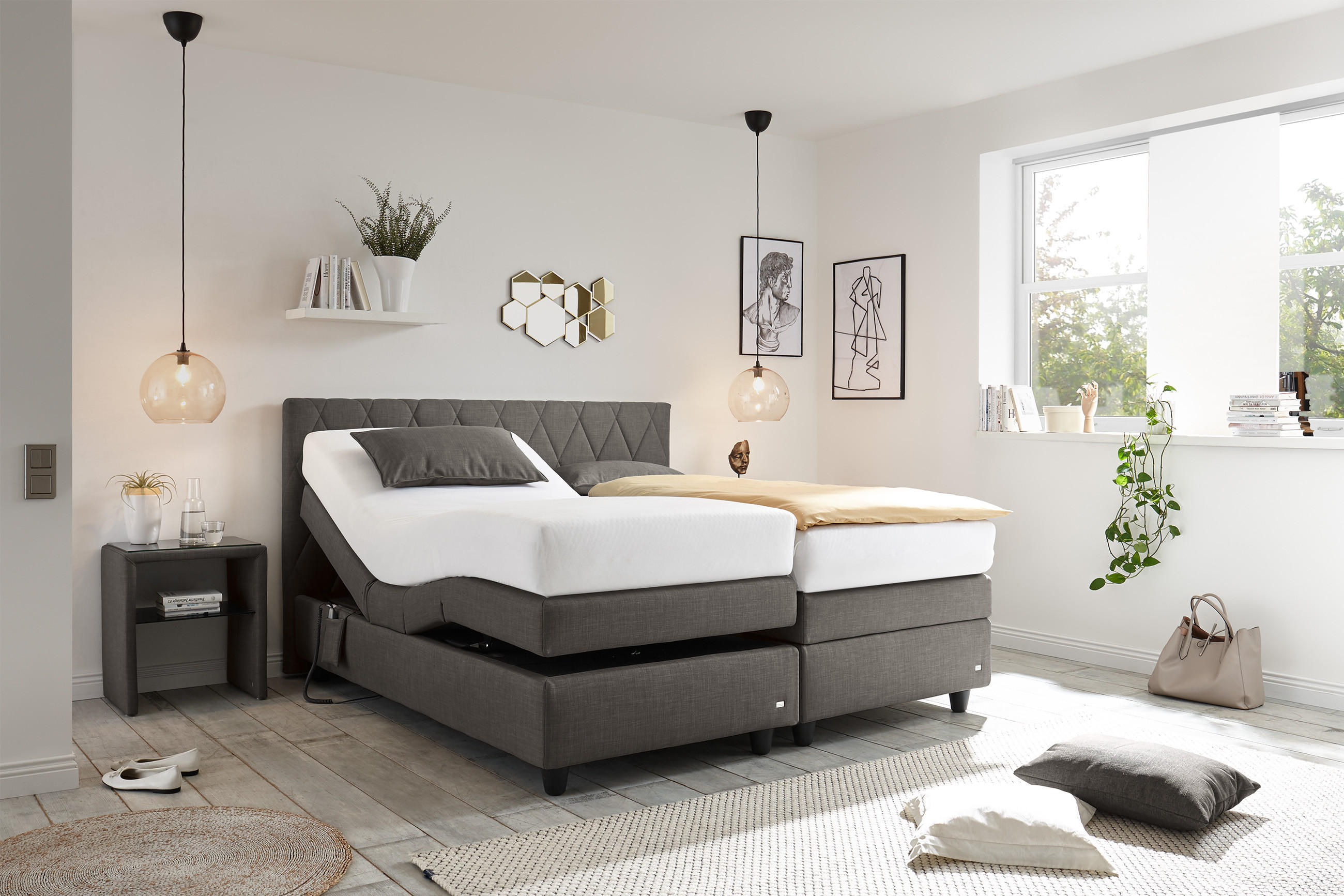 RUF-Betten Boxspringbett in grau