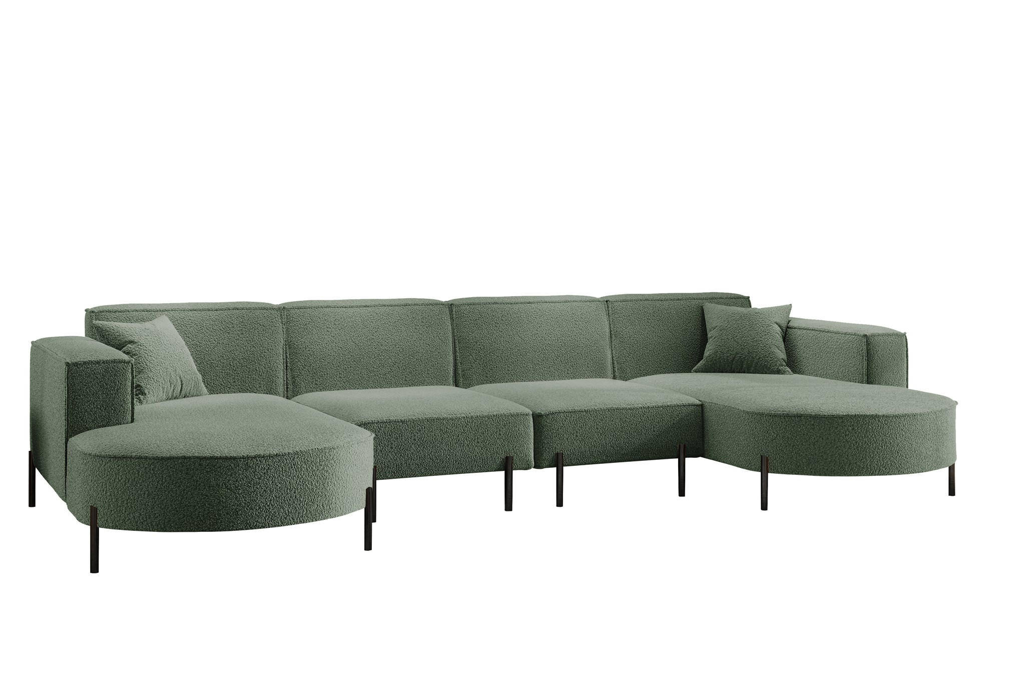 WOHNLANDSCHAFT Valencia Xl - Grün, Holzwerkstoff/Textil (384/80/165cm) - Fun Möbel