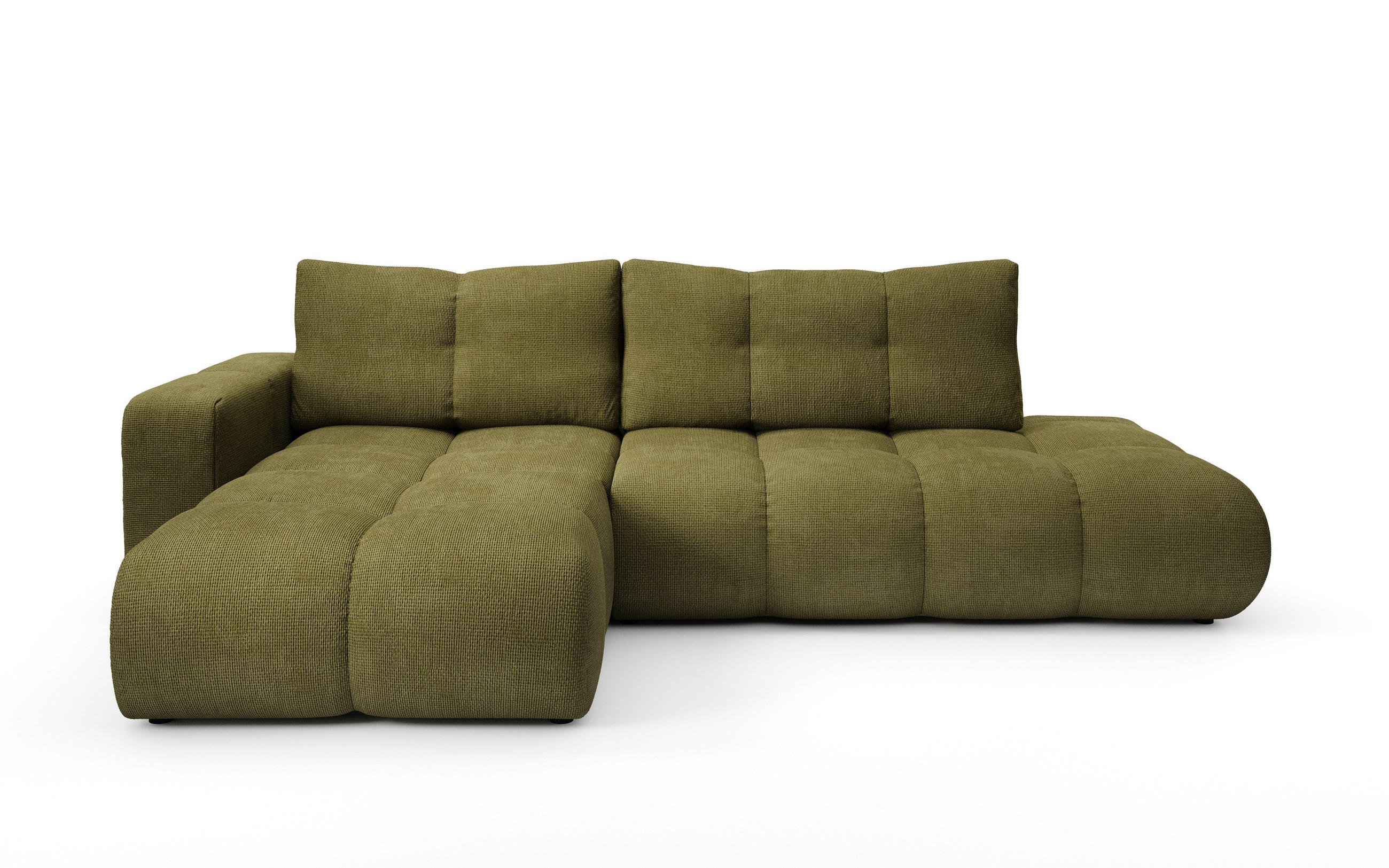 ECKSOFA DUCA L-S Grün Chenille mit Schlaffunktion - Grün, Holz (266.5/266.5cm) - MASSENO