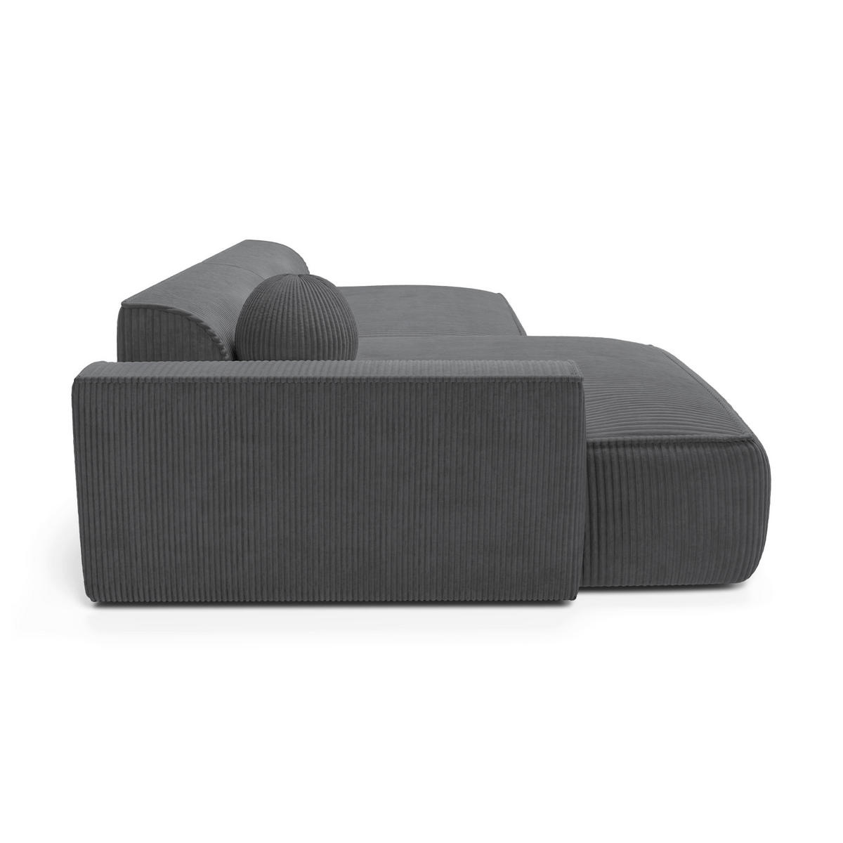 ECKSOFA LINKS Gerippter Samt Anthrazitgrau 300cm - Dunkelgrau/Anthrazit, Textil (155/300cm) - Sia Home