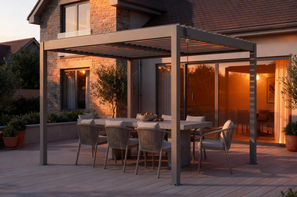 PERGOLA bioklimatisch freistehend Piana taupe 3x2,5m Aluminium - Taupe, Metall (304/218/255cm) - Cazeboo