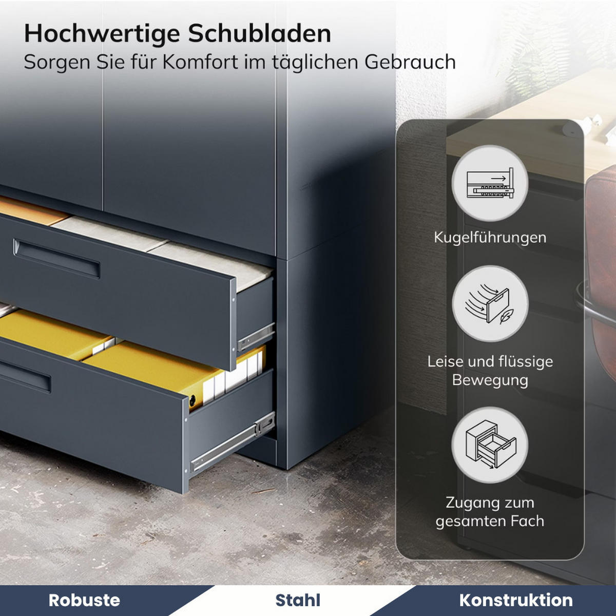 METALLSCHRANK mit Doppel-Schublade MEGAN 195x90x40cm Anthrazit - Anthrazit, Metall (90/195/40cm) - Jan Nowak