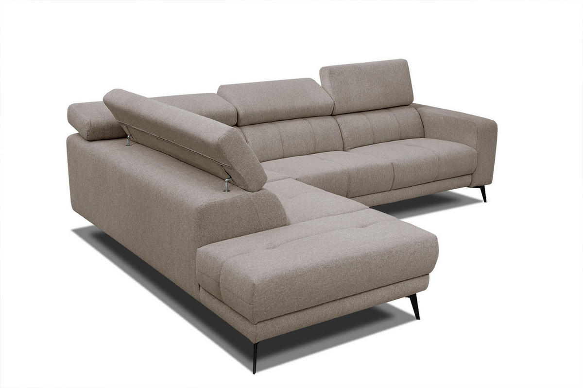ECKSOFA MORELLO 5-Sitzer, taupe - Taupe/Schwarz, Holzwerkstoff/Textil (158/269cm) - Courtois Laville