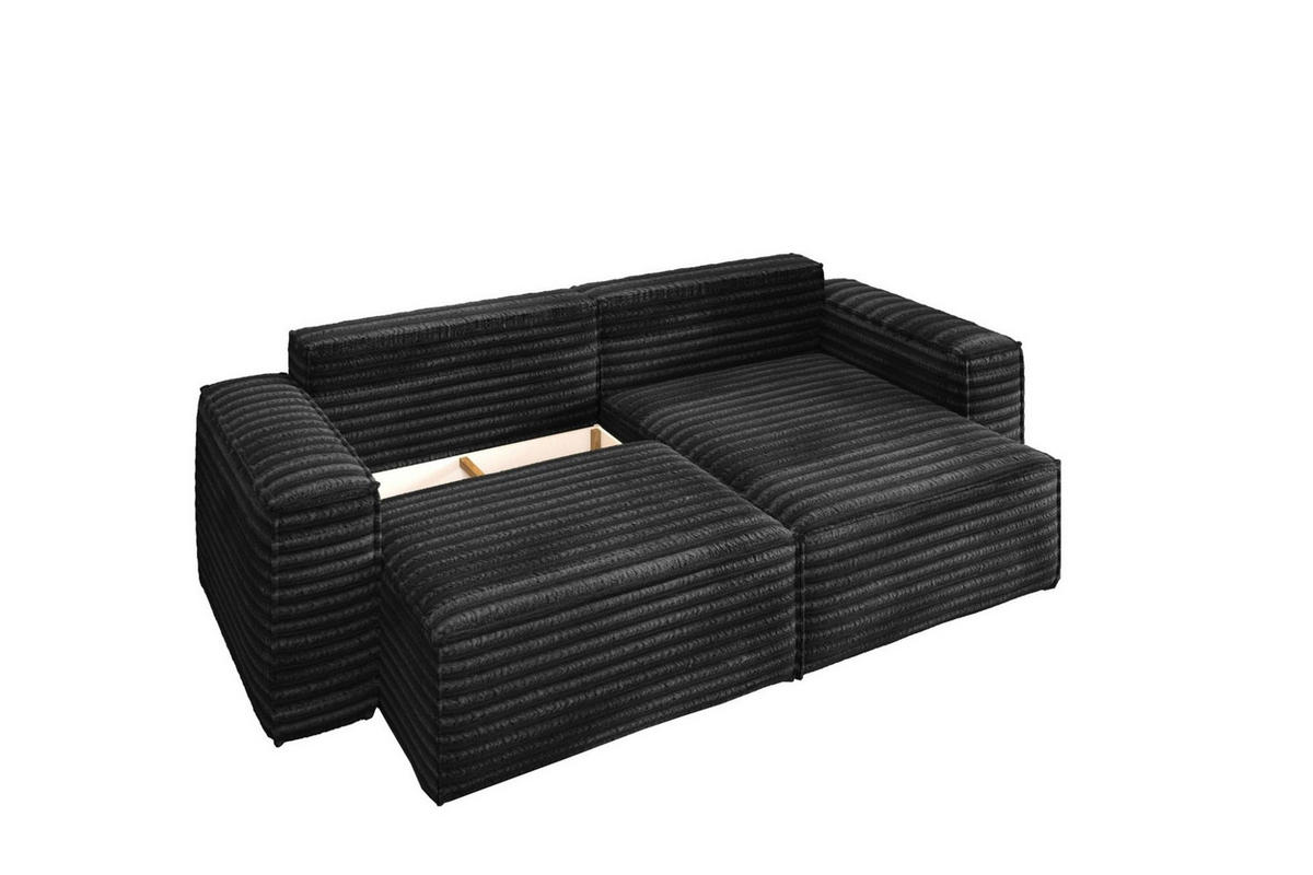 ECKSOFA Schlafsofa Madlen - Schwarz, Holzwerkstoff/Textil (248/140cm) - Fun Möbel