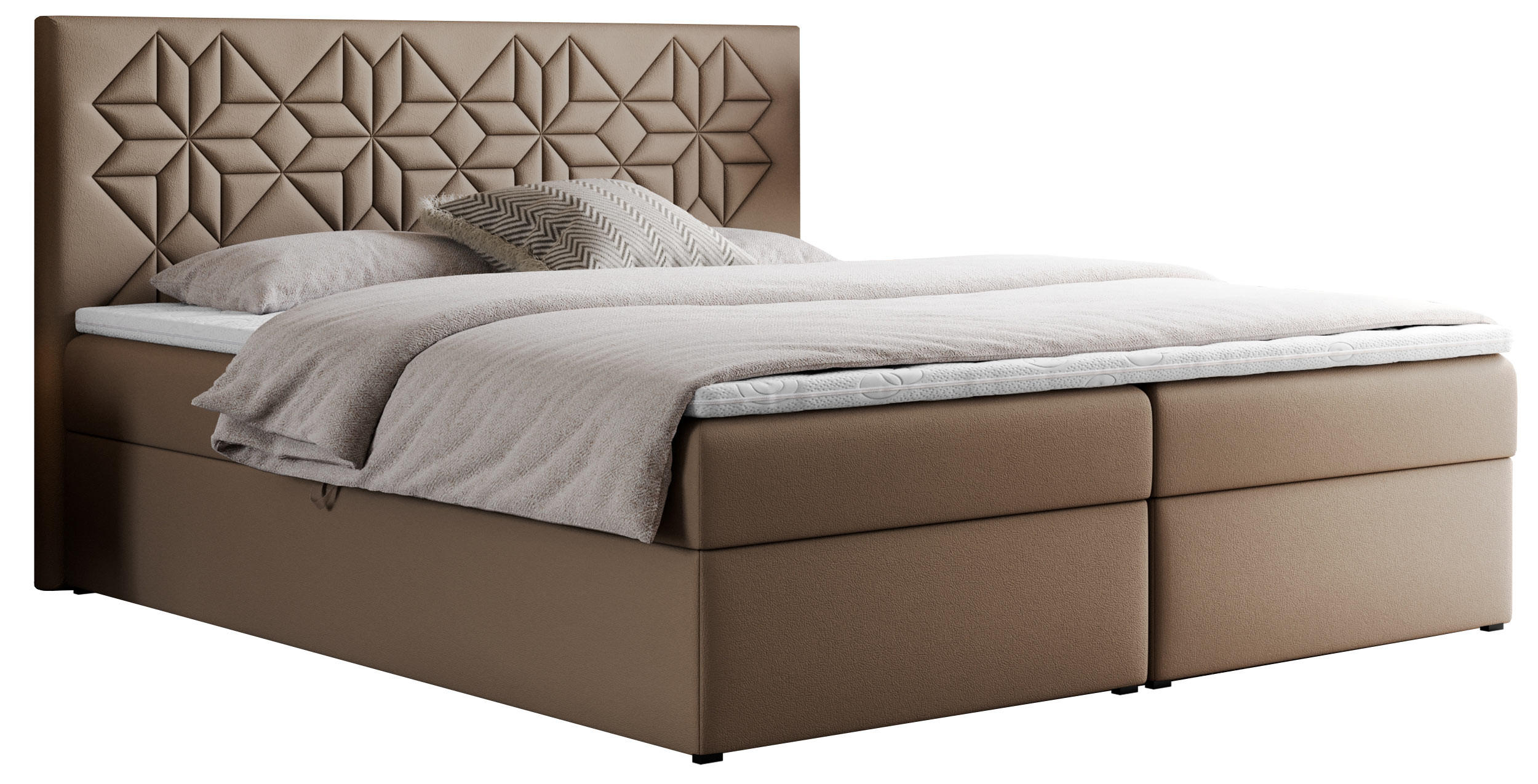 BOXBETT LEILA 120/200 Braun Kunstleder - H3 - Braun, Holz/Textil (120/200cm) - MKS