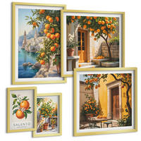BILDER SET 5er Set - 50x50 cm & 20x30 cm & 40x60 cm Goldrahmen - Stadtansichten von Gebäuden - Goldfarben, Kunststoff (40/60cm) - TULUP